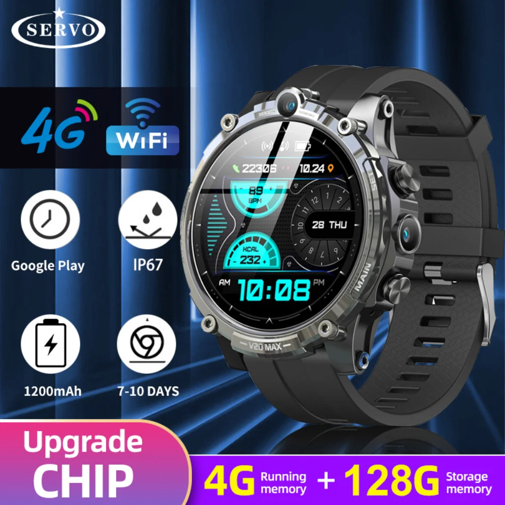 

4GB+128GB Smart Watch for Men Women SIM Card Solt 1.6In GPS Wifi Heart Rate HD Camera Ultra Watch Phone Google Play Store Games