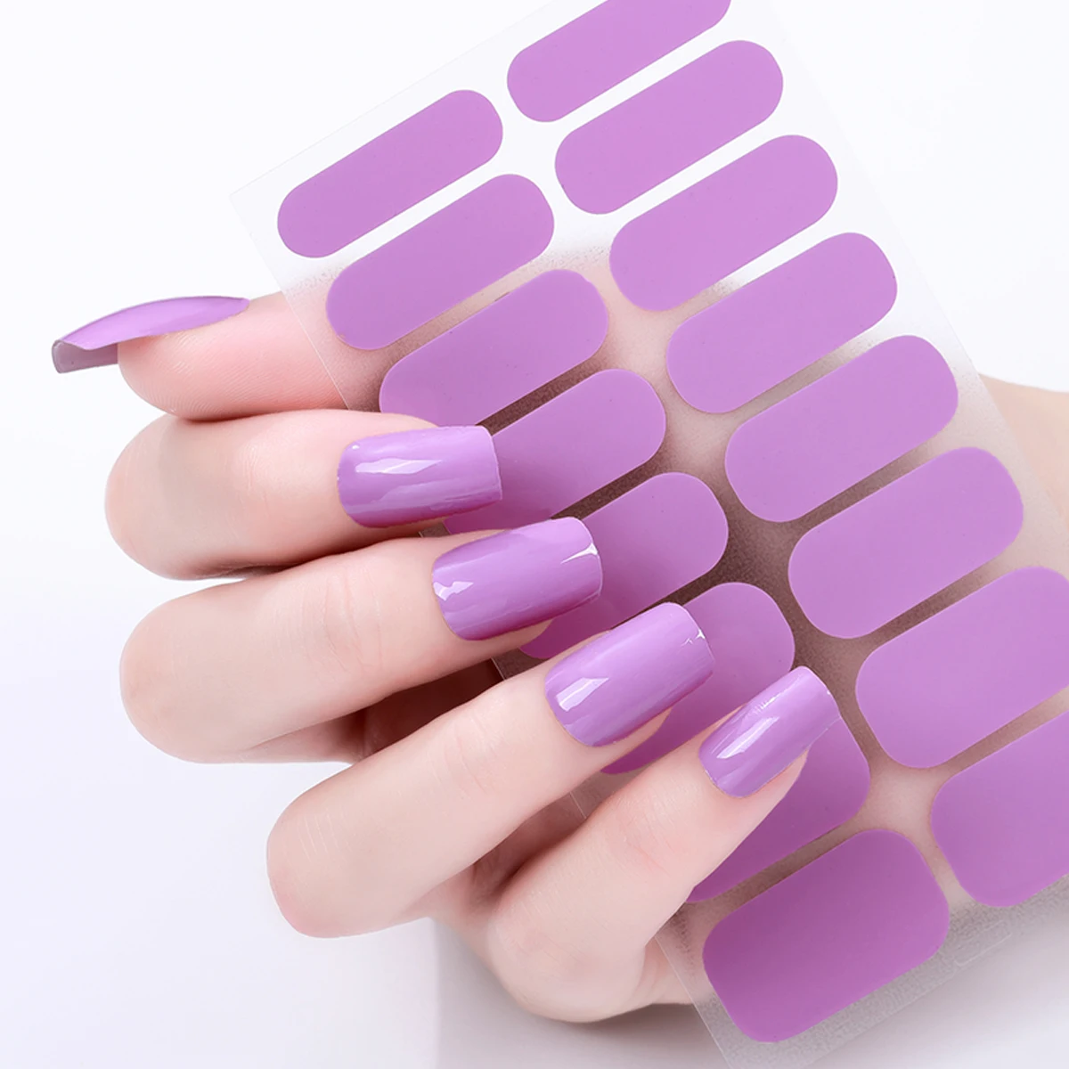 16Tips Full Cover Nail Stickers Simple Solid Color DIY Baking-Free Press on Nails Self Adhesive Manicure nail stickers nail art decoration nail decals