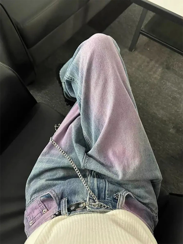 

Baggy Y2k Jeans Women 2000s Hip Hop Streetwear Straight High Waist Wide Leg Blue Purple Denim Pants Korean Vintage Summer 2023