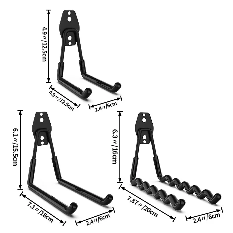 Heavy-Duty Wall-Mounted Non-Slip Metal Hook Set for Garage and Garden Tool Storage