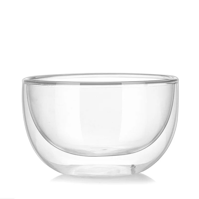 300ml\500ml Clear Double Layer Glass Bowl Heat-resistant Fruit Salad Bowl Kitchen Glassware Fruit Salad Bowl