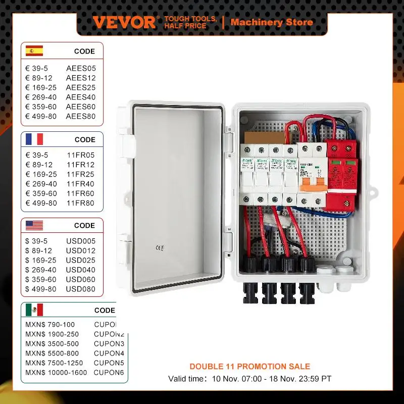 VEVOR Waterproof PV Combiner Box for Solar Systems