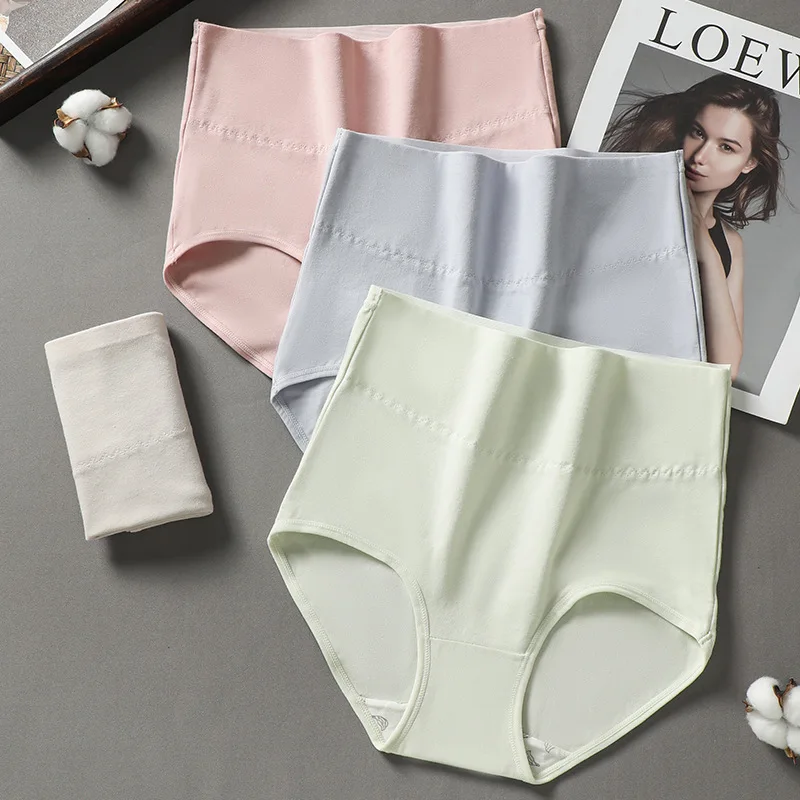 

M-XXL Women's Underwear Sexy Solid Color Panties Plus Size High Waist Seamless Briefs Mother's Underpants Female Lingerie