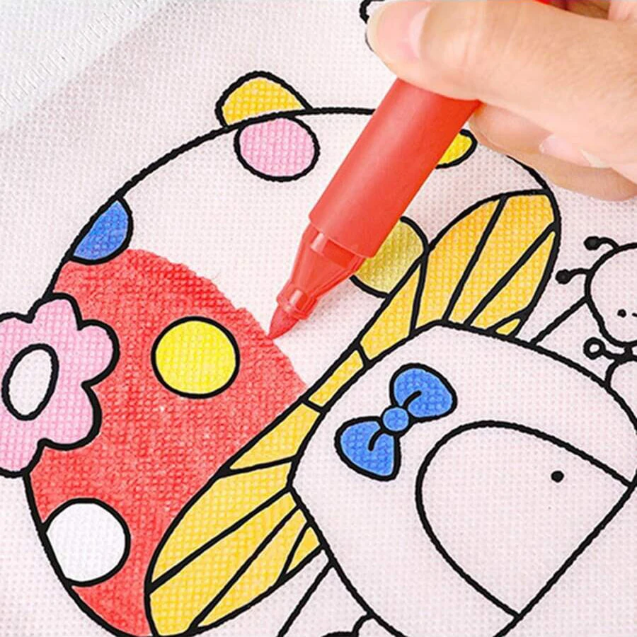 5-20pcs DIY Non-woven Fabric Graffiti Bag with 6-color Mini Pen Reusable Birthday Party Gift Bag Painting Drawing Goodie Bags 5