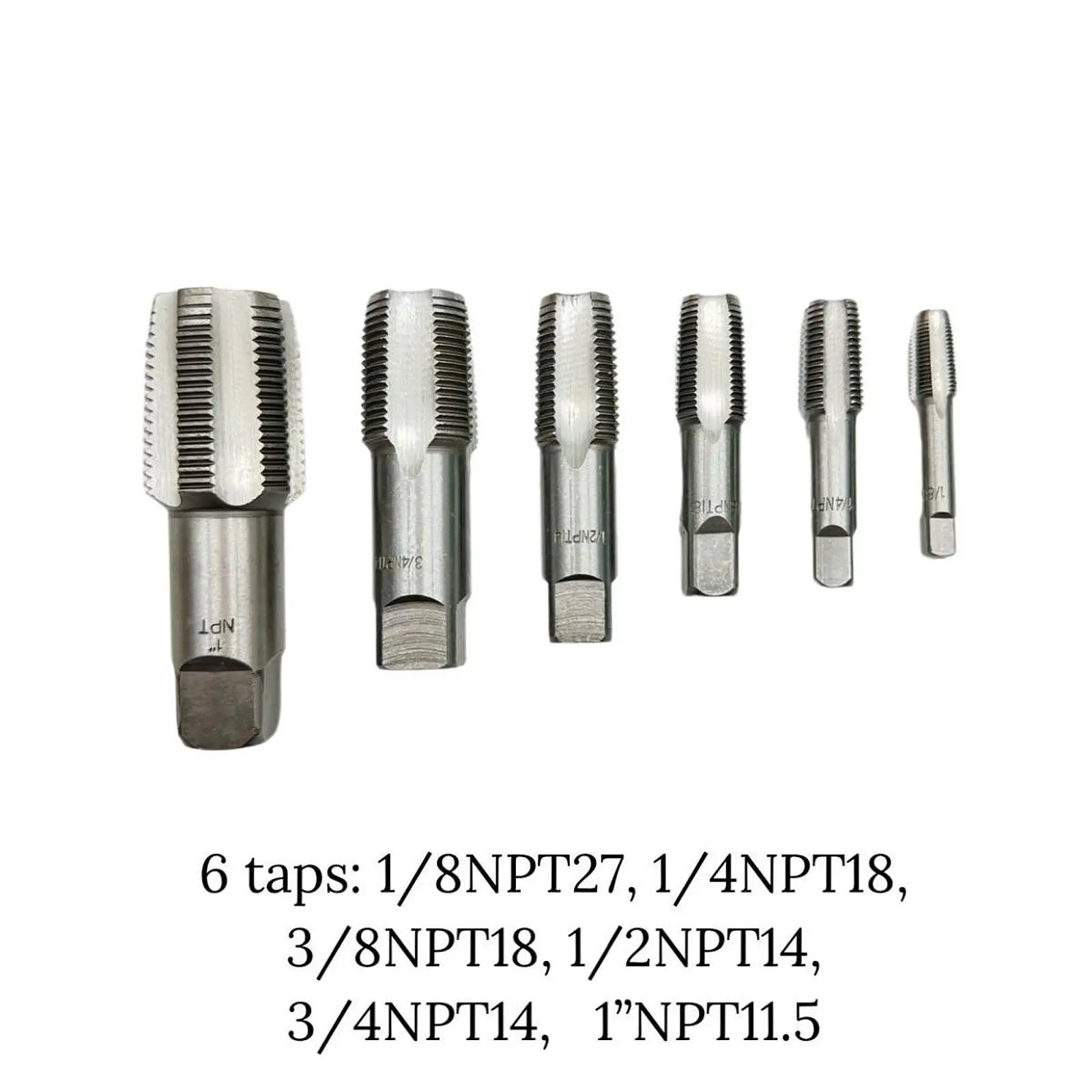 6x NPT 파이프 탭 DIY 유지보수용 보관함 포함 정비공 배관 탭 세트