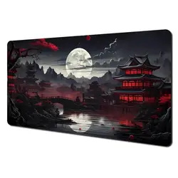 Large Red and Black Art Landscape Mouse Pad - Anti - Slip Durable Desk Mat - 600x300x2mm (Mouse pads - 2)