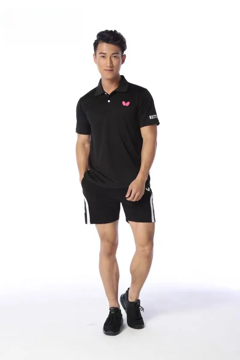A set of men's and women's table tennis T-shirt shorts quick drying breathable light lapel badminton clothing team custom sport t shirt,badminton table tennis clothes set