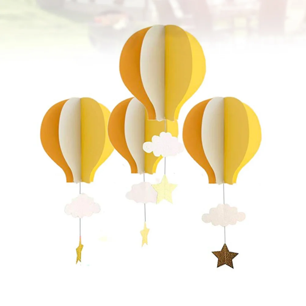 

4Pcs Hot Air Balloon Paper Garlands Hot Air Balloons Clouds Stars Hanging Ornaments for Shower Wedding Birthday Supplies