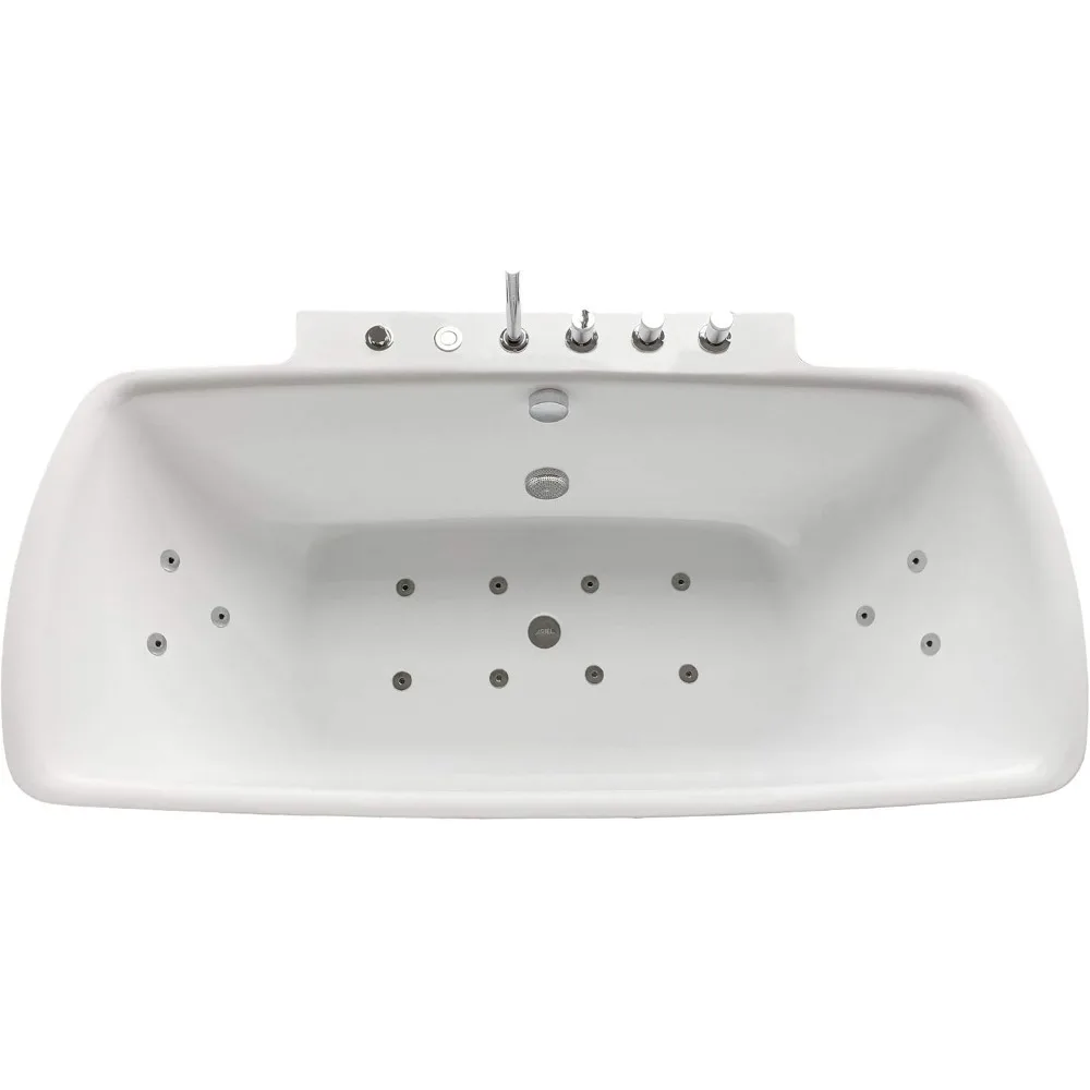 Whirlpool Bathtub with Hydraulic Massage Vortex Jet and Adjustable Bubble Injection System, Handheld Shower, Center Drainage 3