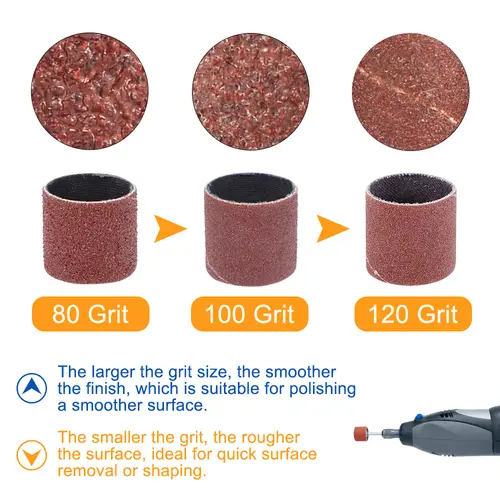 CMCP Sanding Drum Set Grit #80 #100 #120 Dremel With Sanding Mandrels Sanding Bands For Dremel Rotary Tools Abrasive Tools - Image 3