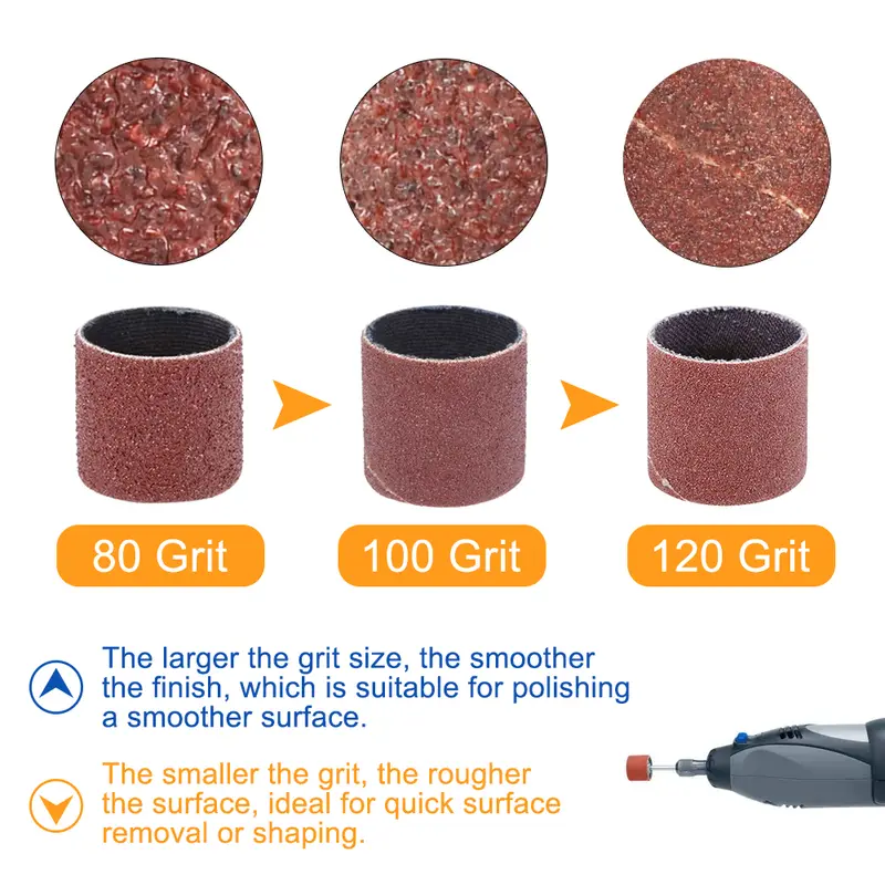 CMCP Sanding Drum Set Grit #80 #100 #120 Dremel With Sanding Mandrels Sanding Bands For Dremel Rotary Tools Abrasive Tools - Image 3