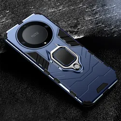 Durable Car Magnetic Ring Stand Armor Case - Shockproof Silicone Cover for Honor Magic5Lite (Blue 1)