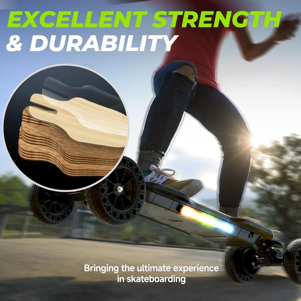 Electric Skateboard with Remote, 1200W/450W/3000W Brushless Motor, 30 Mph 32Mph Top Speed, Electric Longboard for Adults ＆Teens