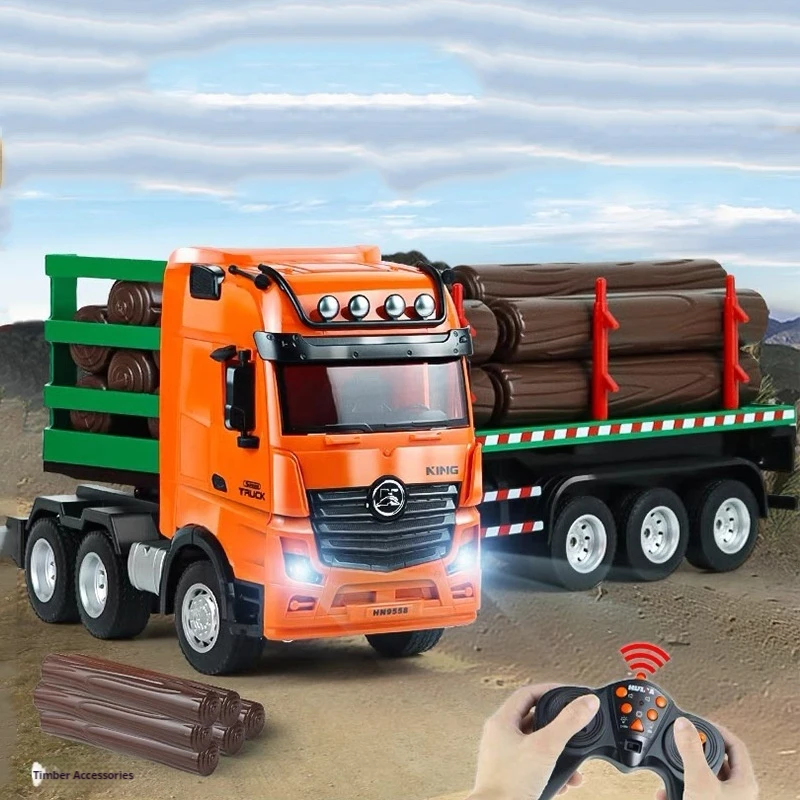 Flatbed Construction Truck Remote Control 9-Channel Lumber Transportation Sound Light Children'S Toys Trucks Gifts 1:18 Metal 2