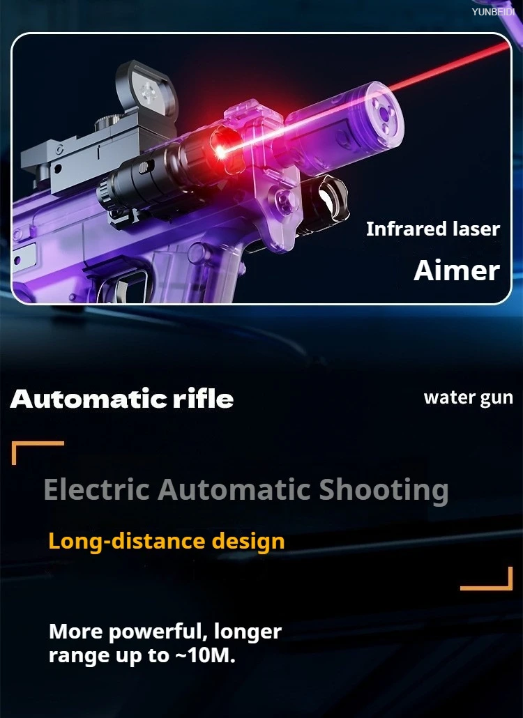 Elektrisk vattenpistol med led-lampor och kontinuerlig eldgivning_voghion.com