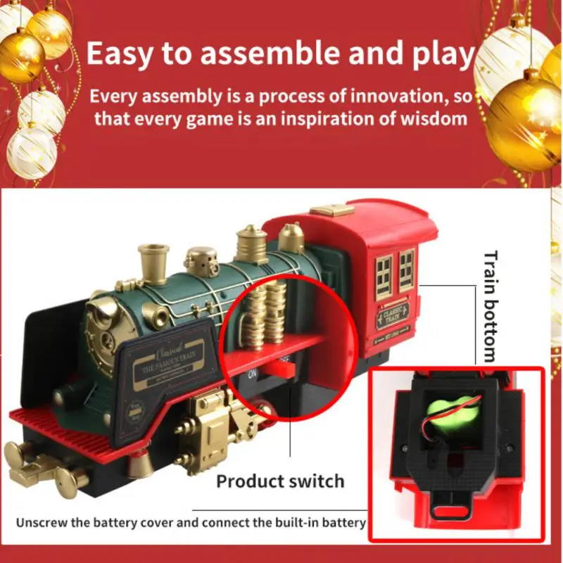 Christmas Train Set Electric Rail Car Building Block Track Toy Xmas Train Gifts Toys For Kids Birthday Party Christmas Gift