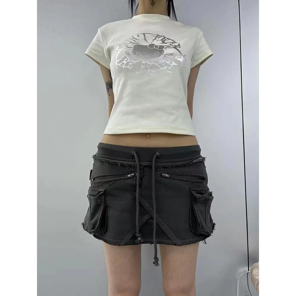 

Aesthetics Crop Tops Y2k Graphic T-shirt Japanese Harajuku Anime Print Tee Shirt Korean Vintage Streetwear