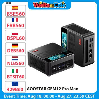 AOOSTAR GEM12 Pro Max Mini PC con display, sblocco delle impronte digitali, AMD Ryzen 7 8845HS 8 Core Max 5,1 GHz, 32 GB DDR5 RAM 1 TB SSD 1
