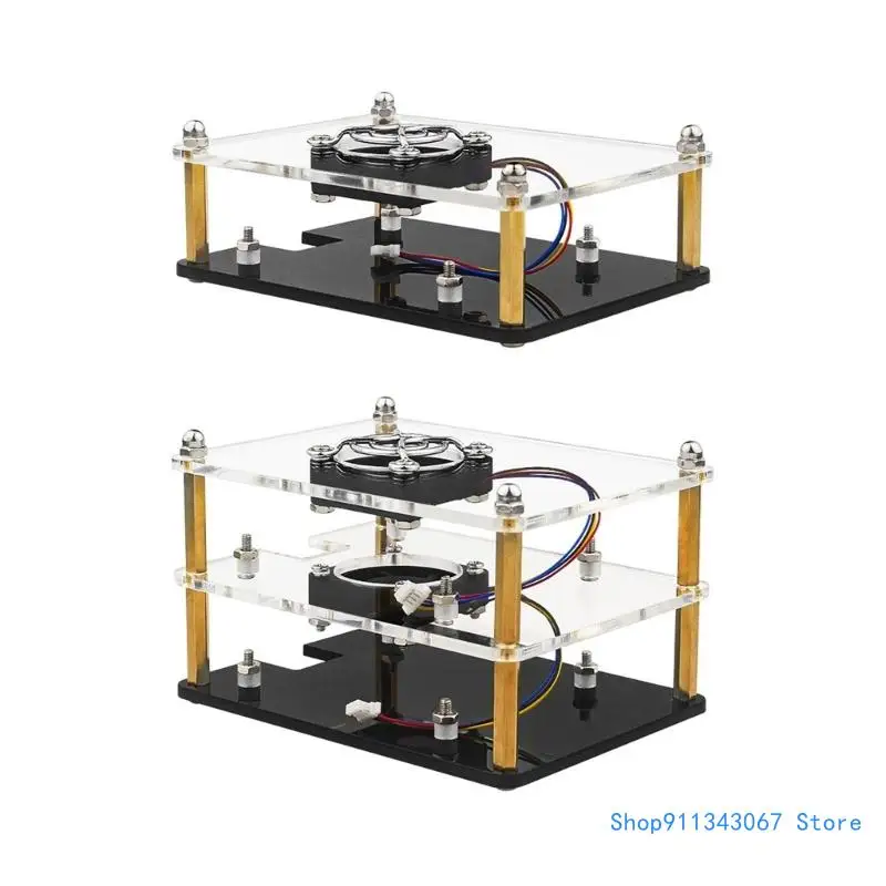 

Акриловый чехол для RaspberryPi5 с охлаждающим вентилятором, активный и пассивный отвод тепла для Rpi 5, прозрачный акрил,