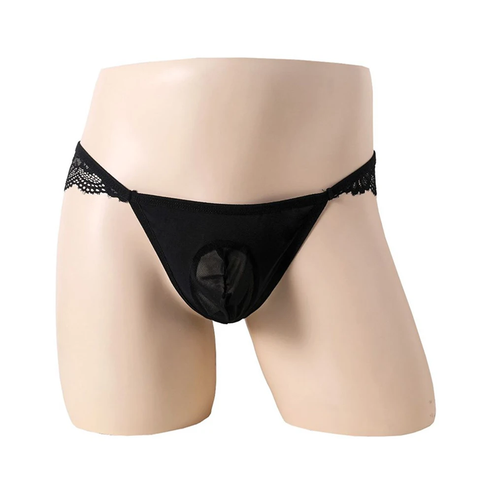 

Premium Quality Men's Sissy Lace Low Waist Underwear Crossdress Panties Lingerie (Black/Red/Blue/Pink) Free Size