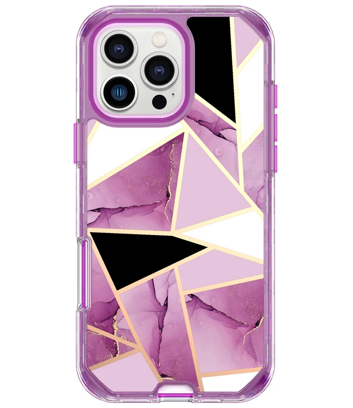 Electroplated 3-in-1 IMD Striped Hard Silicone Case