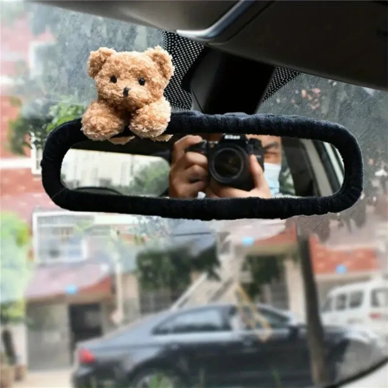 1 PC Car rearview mirror decorative cover cute bow car interior rearview mirror protective cover electric car ornaments