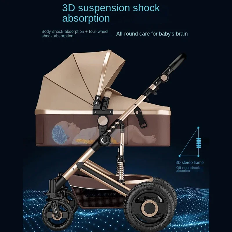 Lightweight Luxury Baby Stroller Portable High Landscape Aluminum Alloy One-Key Car Collection Outdoor Travel Four-Wheel Rubber