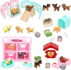 Cat Playset with Interactive Kitten Figures - Realistic Role Play Toy (Dog)