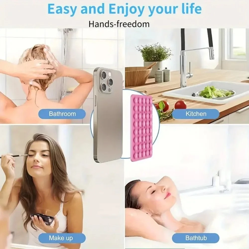 Silicone Suction Phone Case Mount Non Slip Suction Cup Phone Stand Mixed Color Silicone Phone Holder for Selfies and Videos