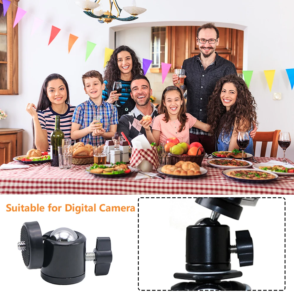 Description Picture 6 of item1/4" Ball Head Screw Tripod Mount 360 Rotating Mount Base Adapter for Camera Tripod Monopod Camcorder Light Stand Accessories