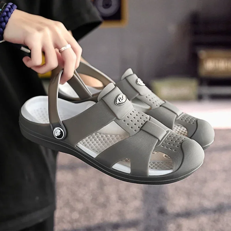 Men's Light Flat Slippers for Home High Quality Comfort Rubber Sandals Large Size Slippers for Pool Crocseo Gift Size 45