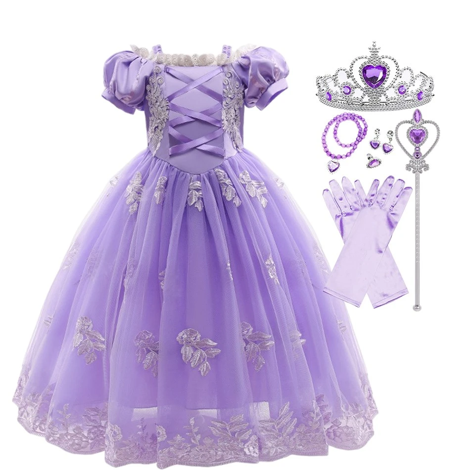 Vestido morado de Princesa Sofía para niña, falda elegante para fiesta de  cumpleaños y Navidad de 3 a 10 años|Vestidos| - AliExpress