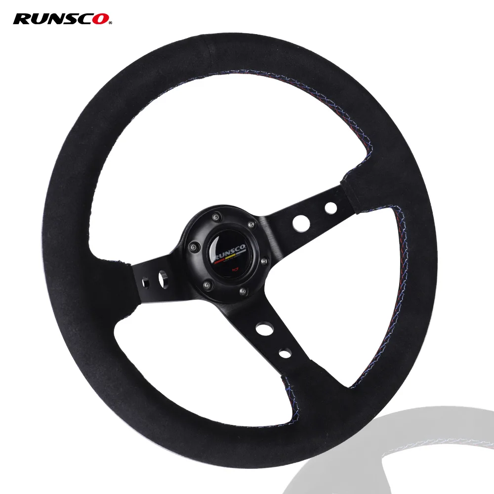 350mmSportSteeringWheelSuedeLeatherDeep90mm14InchRacingDrift