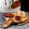 Wood Kitchen Storage Holder Fruit Tray Snack Plate Pepper Mill Tray Bamboo Salt Pepper Shaker Stand Trays Home Decoration Crafts 3