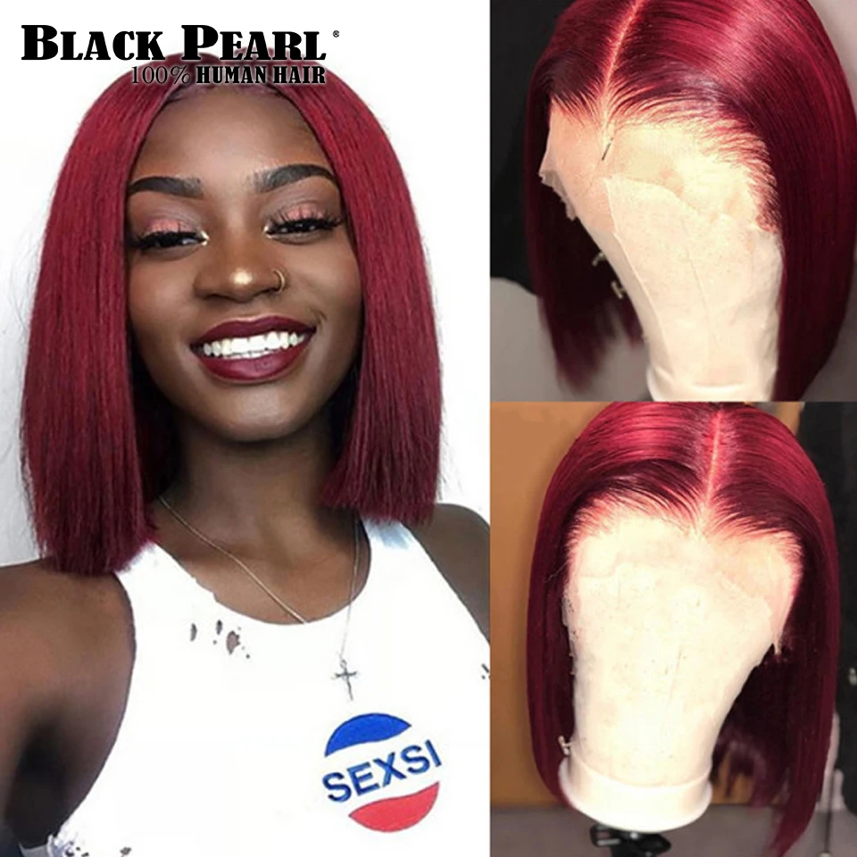 

Short Wigs 180% Density Bob Lace Front Wig 99J Burgundy Bob Color Wigs Brazilian Straight short bob human Hair Wigs For Women
