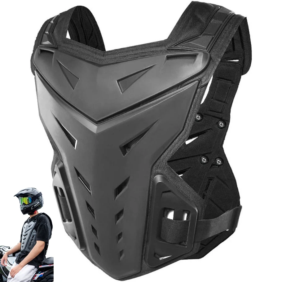Black White Motocross Body Armor Motorcycle Jacket Motorcycle Moto Vest Back Chest Protector Off-Road Dirt Bike Protective Gear
