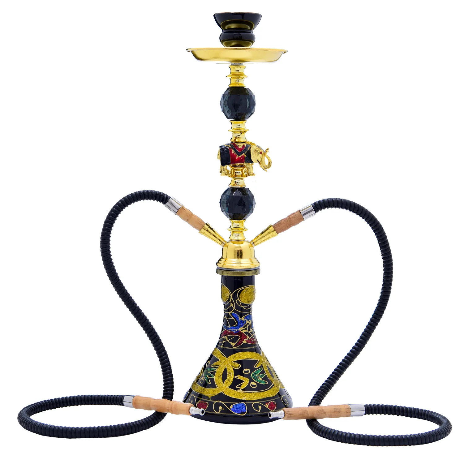 Painting Glass Hookah Pipa Narguile Completo Shisha Pipe Chicha Cachimba 2 Hoses Sisha Metal Elephant Craft Decoration Club