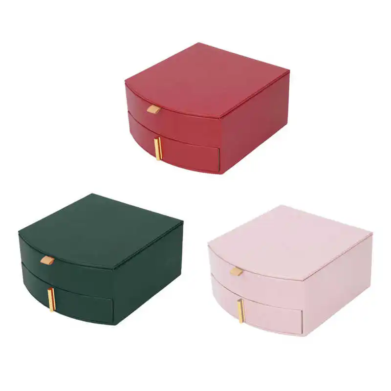 

Jewelry Box PU Leather Multifunction Earring Necklace Storage Box for Home