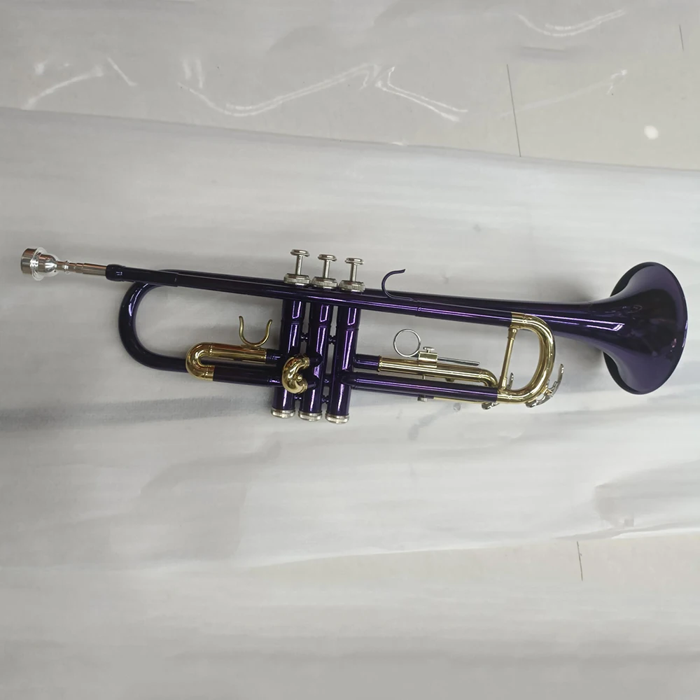 Purple Trumpet Bb Colorful Gold Key Brass Trumpet with Mouthpiece Gloves Strap Accessories