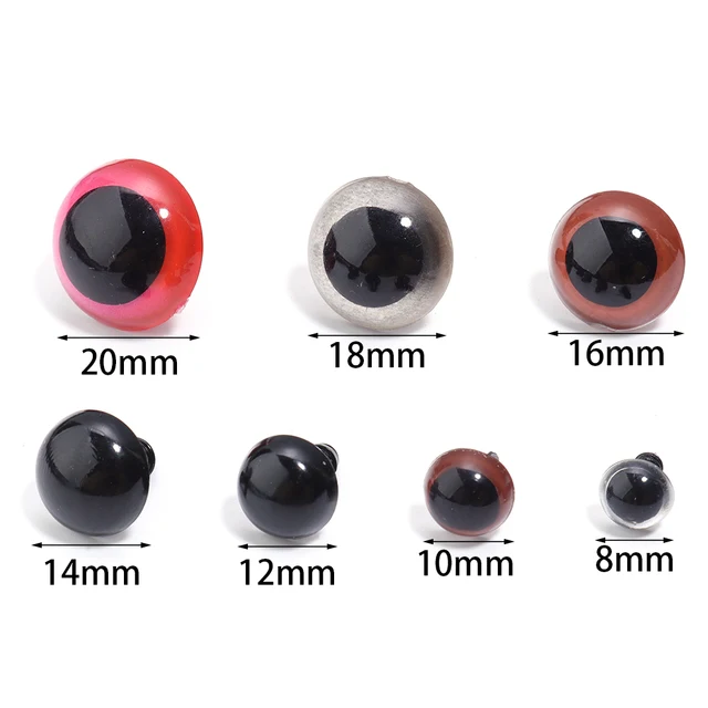 20 Pezzi Occhi Sicurezza Per Amigurumi - 12mm/14mm/16mm/18mm/20mm, Colorati E Lucenti, Con Rondelle Per Bambole All'Uncinetto - Foto 7
