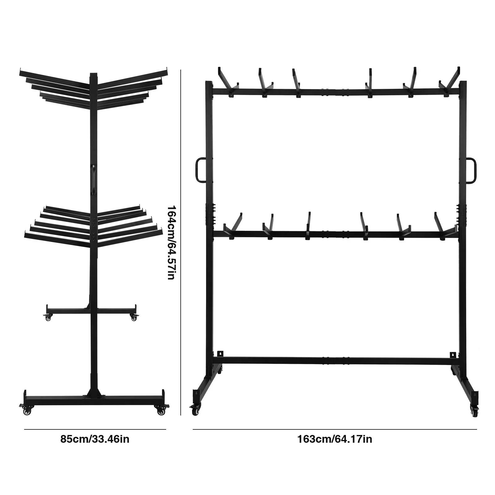 Folding Chair Rack with Locking Rubber Wheels Heavy Duty Folding Chair Cart for 84 Chairs or 12 Tables Storage Rack