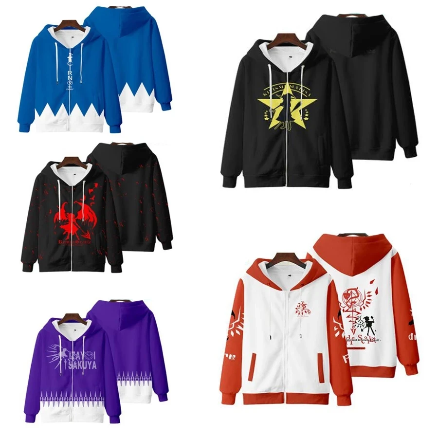 

Anime Touhou Project Boys/girls Hoodies Sweatshirts Cirno Remilia Scarlet Flandre Scarlet Cosplay Zipper Hooded Kids Outerwear