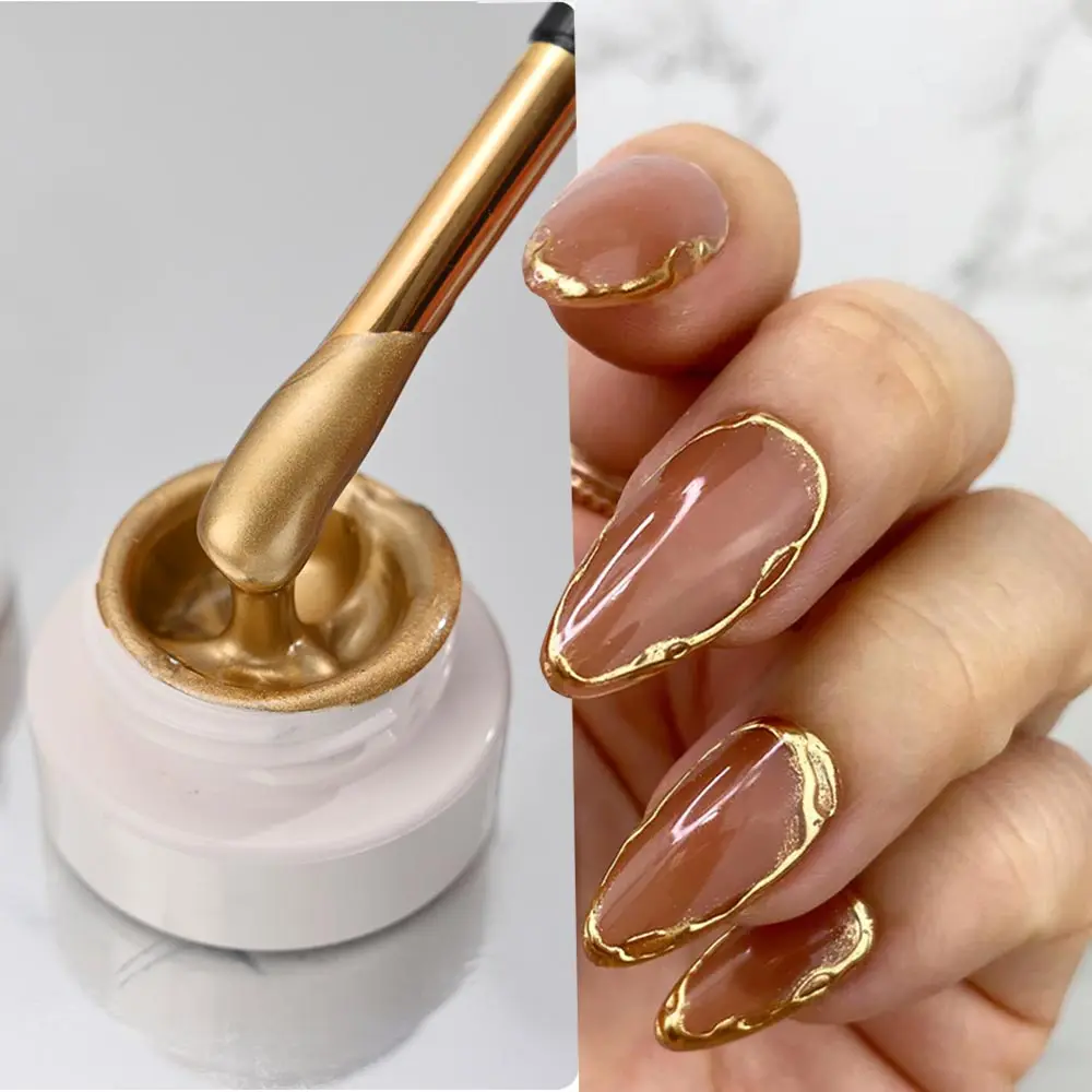 

Metallic Painting Gel Chrome Gold Silver Mirror Effect Nail Polish Super Bright Drawing Line French Nail Varnish 5/6/8/10/15ml