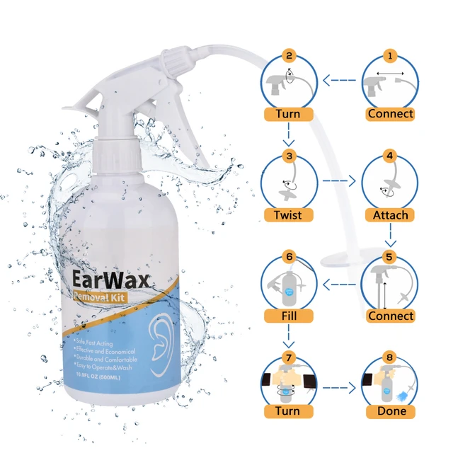 Enlèvement de cérumen Kit de nettoyage d'irrigation Seringue d'oreille  Ampoule Souffleur d'air Pompe Nettoyeur de poussière Cure-oreille Remover  Caoutchouc pour enfant adulte -tt