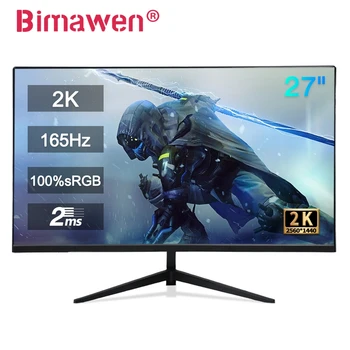 Bimawen 게임용 컴퓨터 디스플레이, 27 인치 2K 모니터, 165Hz, 2560*1440P HDR 100%, SRGB 2MS Freesync IPS 미니 PC, XBOX PS4 PS5