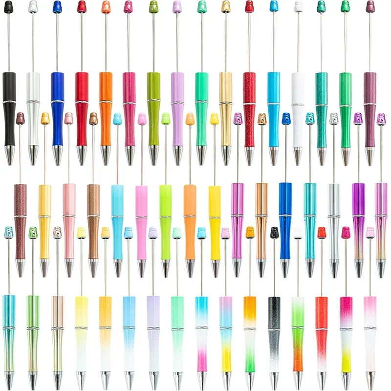 100Pcs Bead Pens Wholesale Creative Plastic Beaded Pen Ballpoint Pen Printable Beadable Pen DIY Gift for Student Office Supplies 2