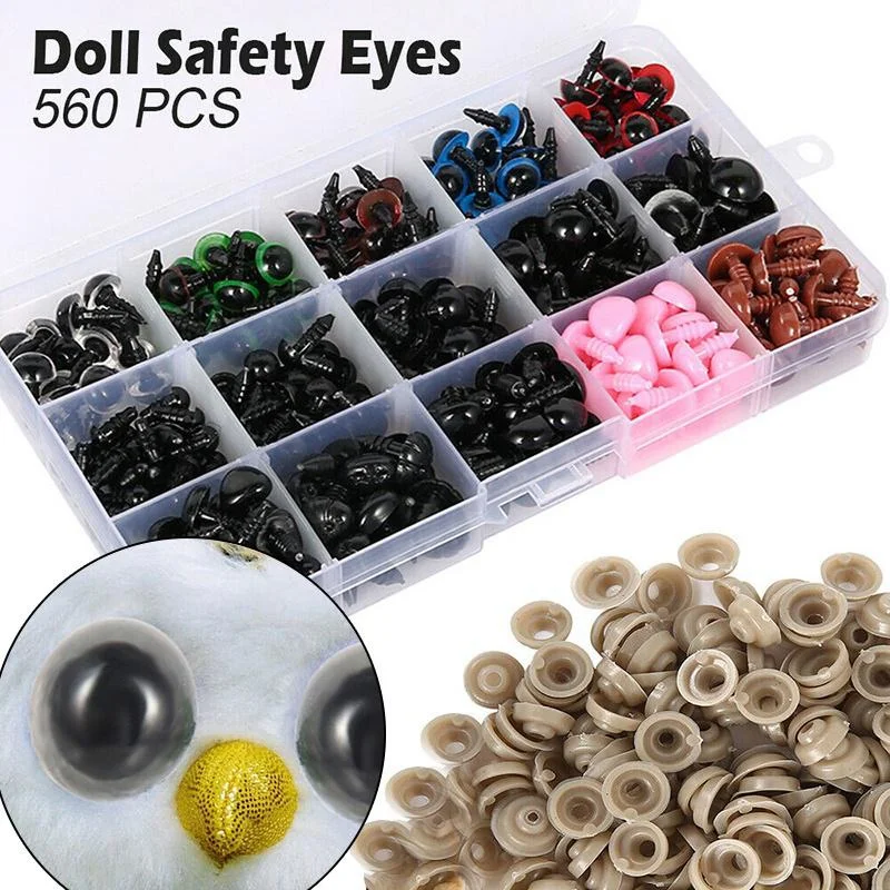 Plastic Safety Eyes Doll Handmade Accessories Googly Doll Eyes Plastic Toy Eyes Doll Eyes 560PCS Eyeball Doll Accessories Black Plastic Plush Safety Eyes Amigurumi For Toys 6mm 8mm 12mm DIY Funny Toy Eyes Animal Gifts