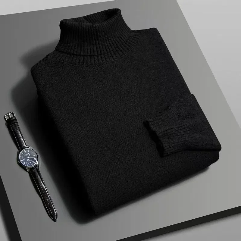 Mens Knitted Turtleneck Sweater Slim Fit Long Sleeve Anti pilling Pullover turtleneck sweater
