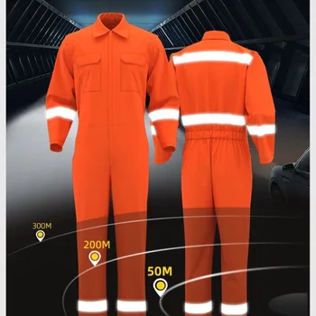 Durable Reflective Stripe Coverall Workwear Spring Autumn Workshop Uniform Labor Protective Suit for Factory Use 1