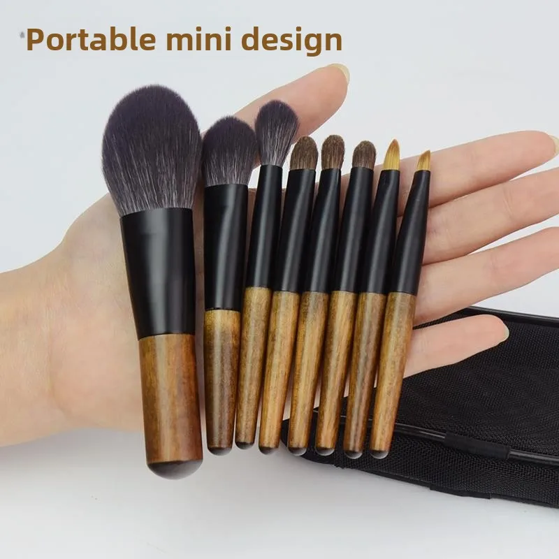 8 Pcs Mini Soft Wooden Makeup Brush Set - Powder,Stippling,Eyeshadow,Blush,Highlighter,Contour,Blending Brushes 31 8 Pcs Mini Soft Wooden Makeup Brush Set - Powder,Stippling,Eyeshadow,Blush,Highlighter,Contour,Blending Brushes - Image 3